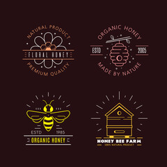 Honey production company outline badge or logo design