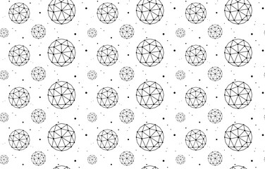 Polygonal spheres seamless pattern. Geometric seamless pattern can be used for textiles. Trendy abstract design template