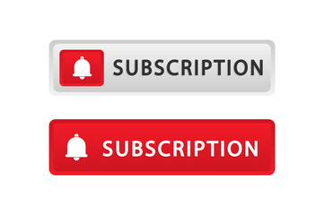 Subscribe button for social networks. Red button with a bell to subscribe. Subscribe to the blog, video channel, and newsletter.