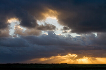Fototapeta na wymiar Landscape sunrise Schiermonnikoog, Netherlands