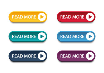 Set of different colorful buttons. Collection of modern buttons for website and user interface. Web icons.