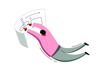 Office worker enters formulas on a virtual screen. Work flow from the office.