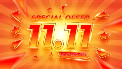 11.11 Promotion Sale Banner with Vector Effect