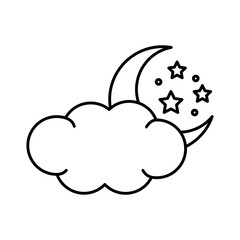 moon with stars and cloud insomnia line style icon