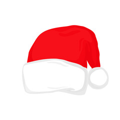 Santa hat vector color icon. Isolated cartoon symbol on a white background.