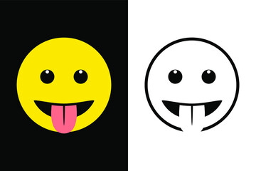 Emoticons face expression on color and line black color design concept. Very suitable in various business purposes, also for icon, symbol and many more.