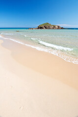 emerald water in Su Giudeu beach, Chia, Domus de Maria, Cagliari district, Sardinia, Italy, Europe