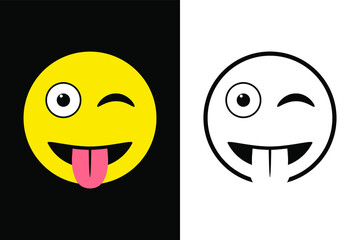 Emoticons face expression on color and line black color design concept. Very suitable in various business purposes, also for icon, symbol and many more.