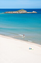 emerald water in Su Giudeu beach, Chia, Domus de Maria, Cagliari district, Sardinia, Italy, Europe