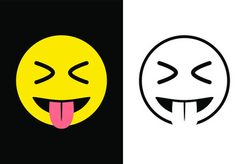 Emoticons face expression on color and line black color design concept. Very suitable in various business purposes, also for icon, symbol and many more.
