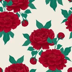 Foto op Plexiglas Vintage flowers and leaves. Bouquets of peonies. Seamless patterns. Isolated vector illustrations. © iuvmiro