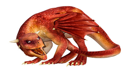 3D Rendering Fairy Tale Dragon on White