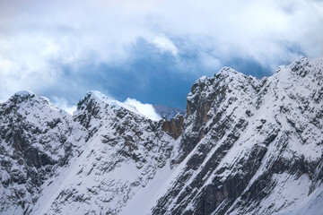 Fototapeta premium snow covered mountain peaks of Zugspitze, bavarian alps