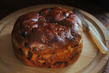 Barmbrack or bairin breac a traditional Irish fruit loaf eaten with afternoon tea and traditionally served at Halloween