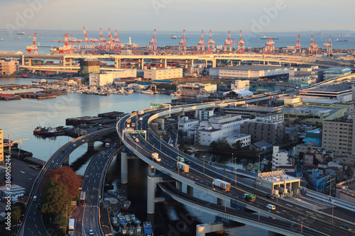 横浜港と高速道路の夜景 Wall Mural Wallpaper Murals Paylessimages