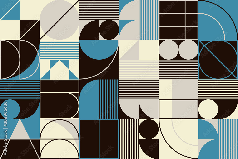 Poster abstract line art with simple geometric shapes vector pattern graphics