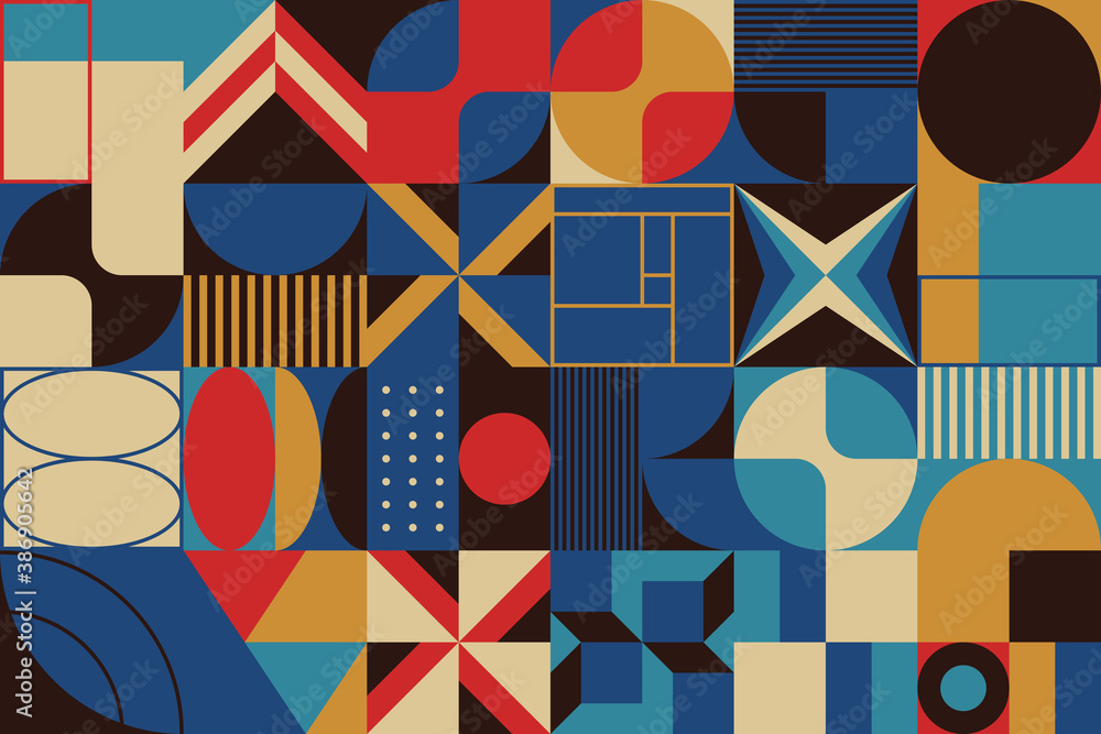Poster abstract geo art vector pattern composition with geometric shapes