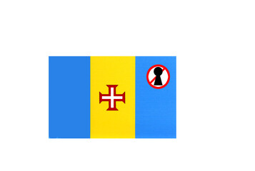 flag with covid 19 warning