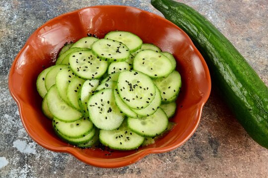 Asian Cucumber Salad with Black Sesame Seeds