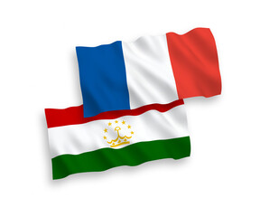 Obraz premium Flags of France and Tajikistan on a white background