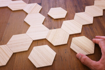 background of wooden puzzle with missing pieces