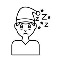 man with pijama hat and Insomnia z letters line style icon