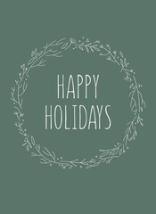 Christmas card with winter floral wreath