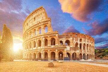 Naklejka premium Coliseum or Flavian Amphitheatre (Amphitheatrum Flavium or Colosseo), Rome, Italy. 
