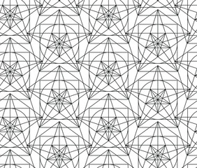Seamless vector thin line abstract pattern. Black and white geometrical hexagons background for fabric, textile, design, cover, wrapping.