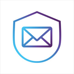 security shield icon. shield with mail symbol. Concept of message security . gradient style outline Vector illustration, vector icon concept.