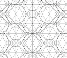 Seamless vector thin line abstract pattern. Black and white geometrical hexagons background for fabric, textile, design, cover, wrapping.