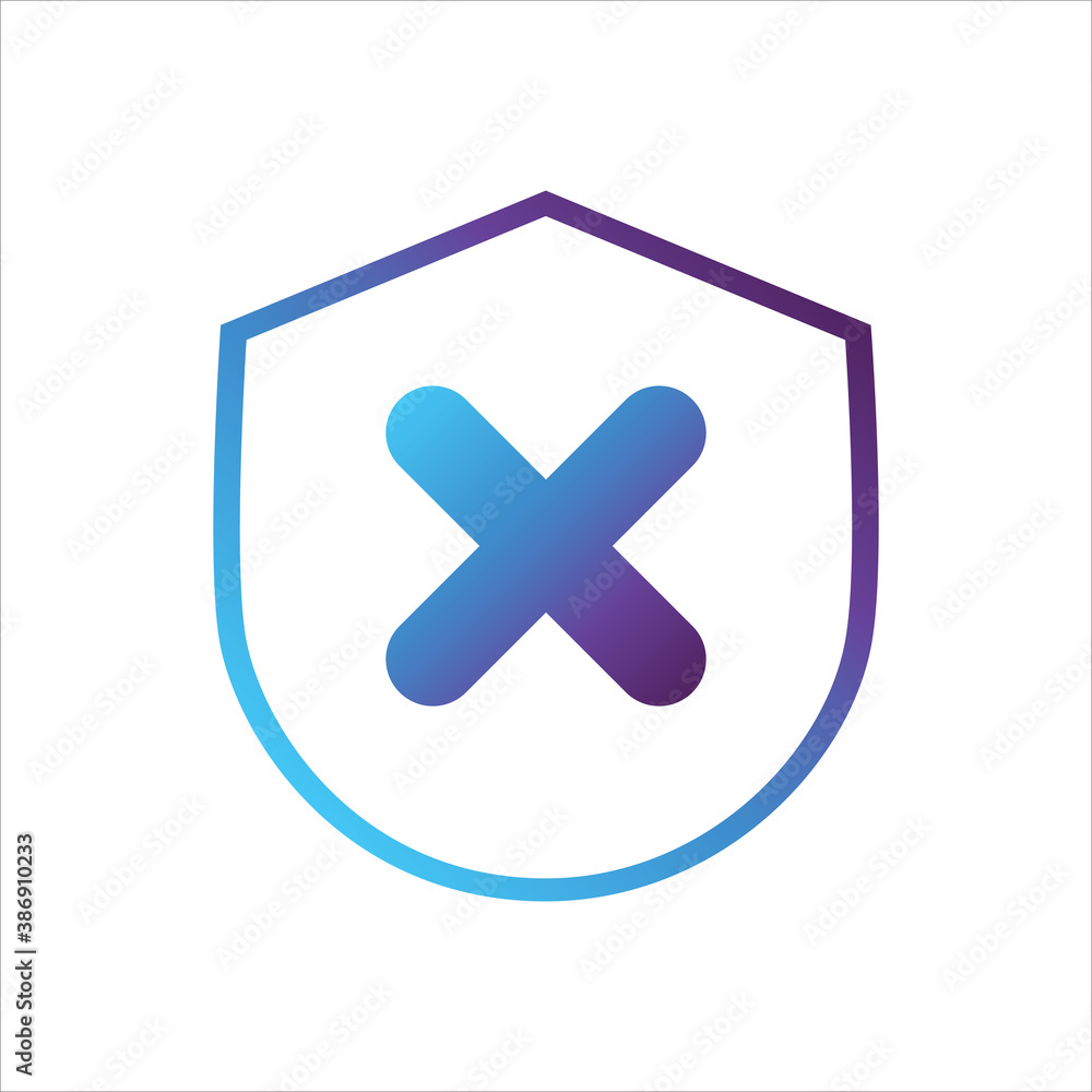 Poster security shield icon. shield with task symbol.gradient style outline vector illustration, vector ico