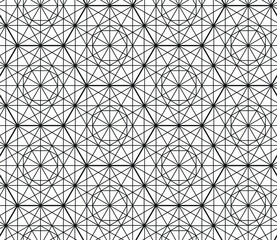 Seamless vector thin line abstract pattern. Black and white geometrical hexagons background for fabric, textile, design, cover, wrapping.