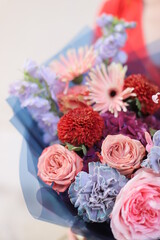 Flower composition. Macro photo. Wedding decor. A Beautiful bouquet of fresh spring flowers.