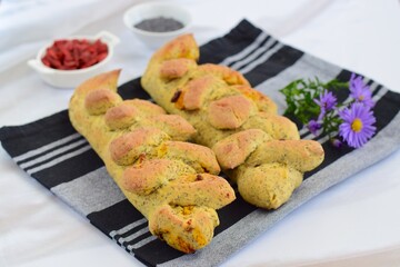 Two French pain d'epi or wheat stalk bread 