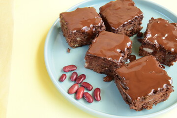 Red kidney bean chocolate brownies. Vegan and gluten free diet