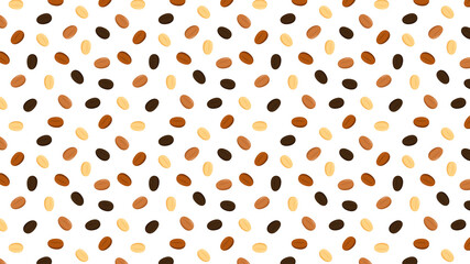 Coffee beans pattern. Coffee seed vector. wallpaper. free space for text. background.