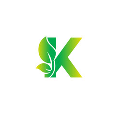 K Alphabet Nature Logo Design Concept