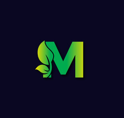 M Alphabet Nature Logo Design Concept
