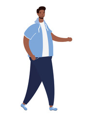 afro ethnic man walking character icon
