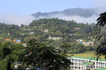 Fototapeta na wymiar Foggy morning sunrise at Chandel, Manipur