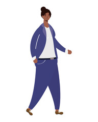afro ethnic woman walking character icon