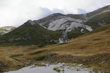 Panoramic views of Campo Imperatore, at the foot of the Gran sasso mountain in Italy