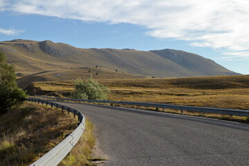 Panoramic views of Campo Imperatore, at the foot of the Gran sasso mountain in Italy