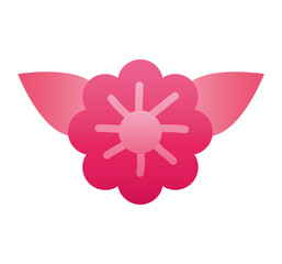 pink flower and leafs silhouette style icon