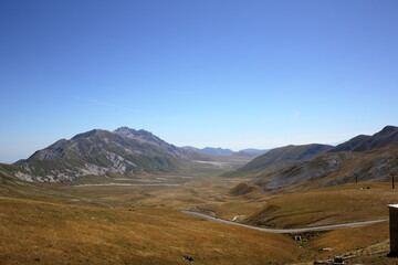 Panoramic views of Campo Imperatore, at the foot of the Gran sasso mountain in Italy