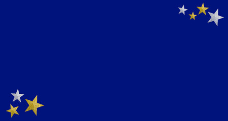 背景素材 キラキラした金色と銀色の星のフレーム 青 ブルー