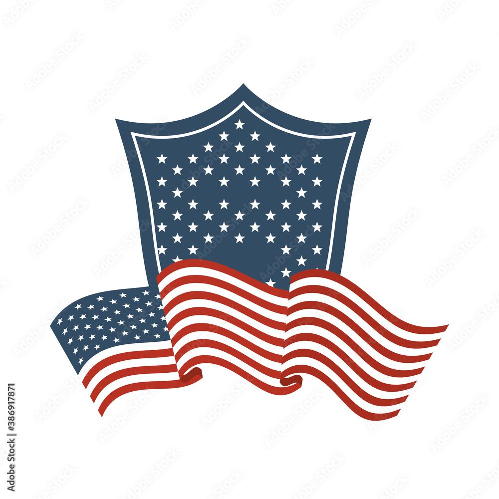 Sticker united states of america flag with shield