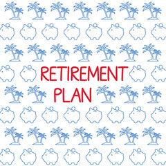 retirement plan text and icons pattern- vector illustration