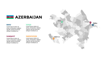 Azerbaijan vector map infographic template. Slide presentation. Global business marketing concept. Color Europe country. World transportation geography data. 